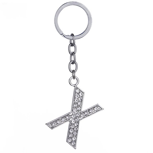 Key Chain Rhinestone A to Z Design Pendant Keychain Key Ring for Handbag Decor