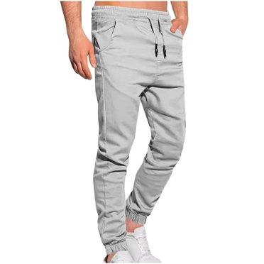 Dagugfen Trackpants for Men Elastic Waist Drawstring Fitted Lightweight Workout Sports Pants Pockets