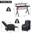 thumbnail image 3 of Costway Gaming Desk & Chair Set 48" Computer Desk & Massage Recliner Chair Black + Blue, 3 of 3