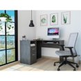 thumbnail image 3 of Tuhome - Engineered Wood Modern Mix L-Shaped Desk - Smoky Oak, 3 of 13