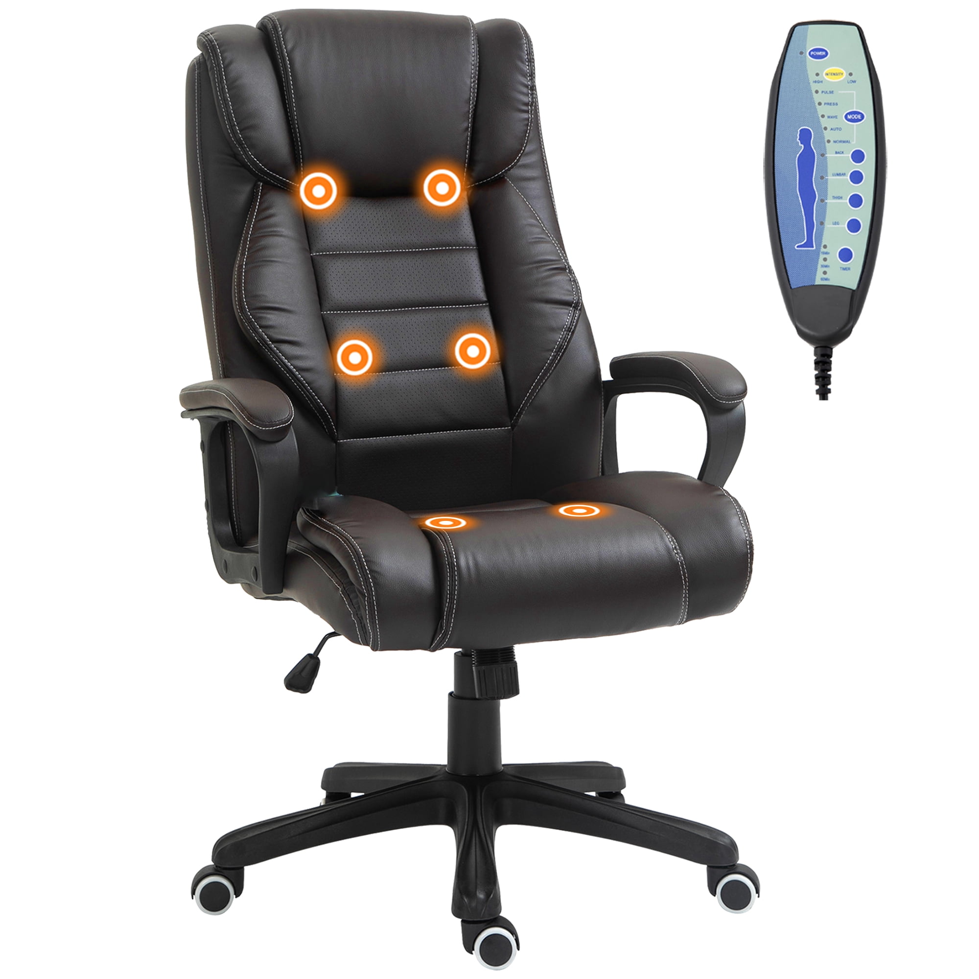 CoSoTower Massage Office Chair, High Back Executive Office Chair with 6-Point Vibration, Adjustable Height, Swivel Seat and Rocking Function, Brown