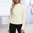 thumbnail image 3 of Craaazy Women's Solid Color Zipper Stand Collar Sun Protection Long Sleeve Sports Workout Tops Gifts, 3 of 7