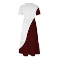 thumbnail image 3 of Besolor Robe d'Été Décontractée pour Femme à Blocs de Couleur, Manches Courtes, Col Ras du Cou, Plissée, Fluide, à Étages, Maxi avec Poches, 3 of 4