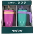 thumbnail image 1 of Reduce Cold1 Tasse Isolée 24oz (710 ml), Lot de 2 – Acier Inoxydable, Couvercle 3‐en‐1, Rose/sarcelle, 1 of 6
