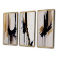 thumbnail image 3 of Designart "Minimalism in Gold I" Abstract Framed Wall Art Set Of 3 - Black Modern Frame Canvas Set For Living Room Decor, 3 of 6