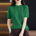 thumbnail image 2 of KIHOUT Nouveaux Hauts de Mode d'Été pour Femmes 2024, Veste de Déplacement Sans Capuche à Col Rond et Manches Courtes pour Dames, Couleur Unie Vert G, 2 of 3