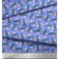 thumbnail image 2 of Soimoi Blue Viscose Chiffon Fabric Leaves,Insect & Floral Artistic Print Sewing Fabric BTY 42 Inch Wide, 2 of 3