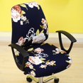 thumbnail image 2 of Split Office Chair Covers Stretch Computer Rotating Chair Slipcover ~ Style 8 Floral-Navy, 2 of 6