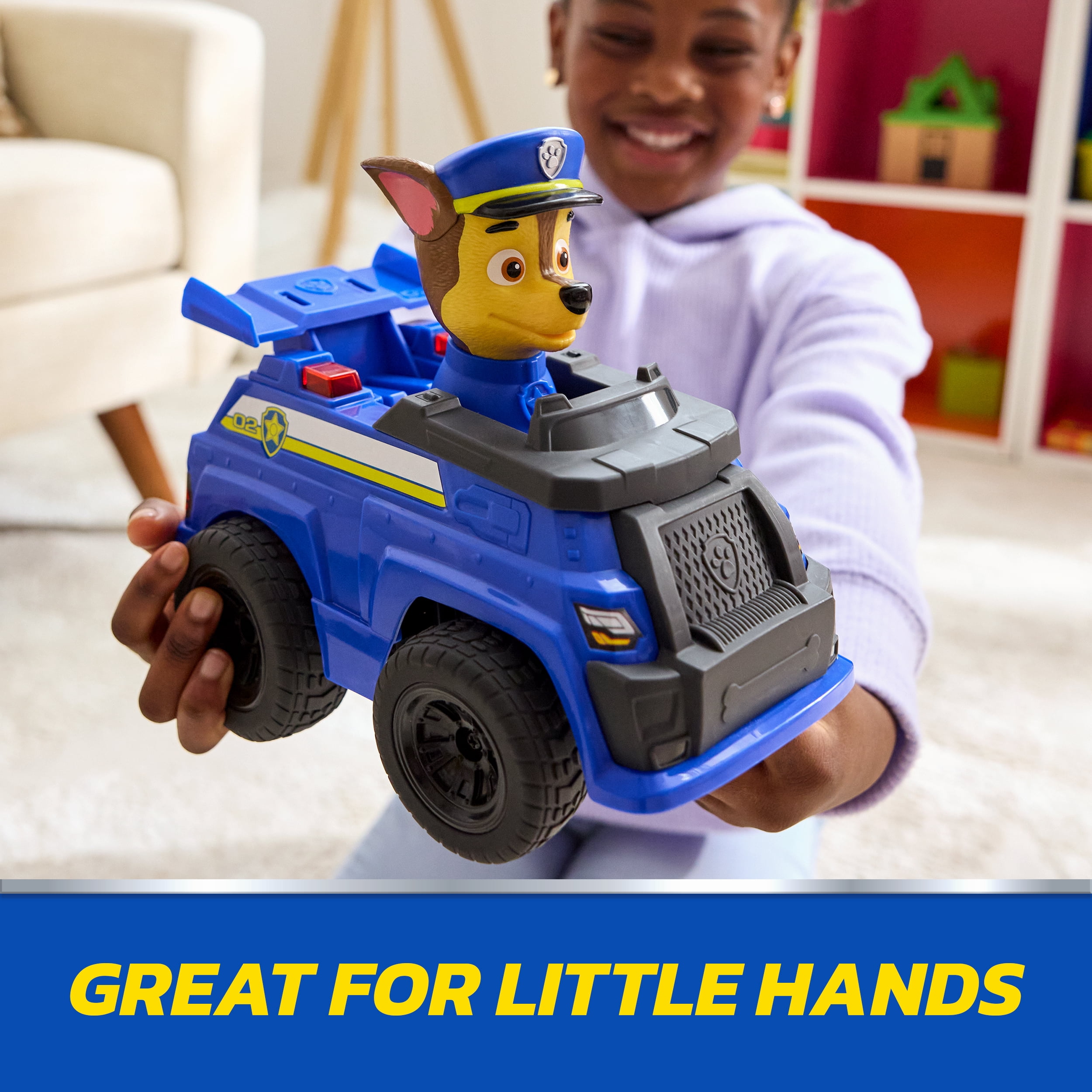 PAW Patrol Chase RC Action Cruiser, Remote Control Car with LED Lights & Easy-Steer Controller, Pretend Play Kids Toys for Boys & Girls Ages 3 and Up