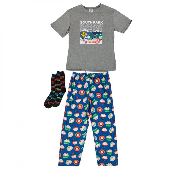 South Park Waiting for the Bus Sleep Tee/Pant/Socks Set-Medium (32-34)