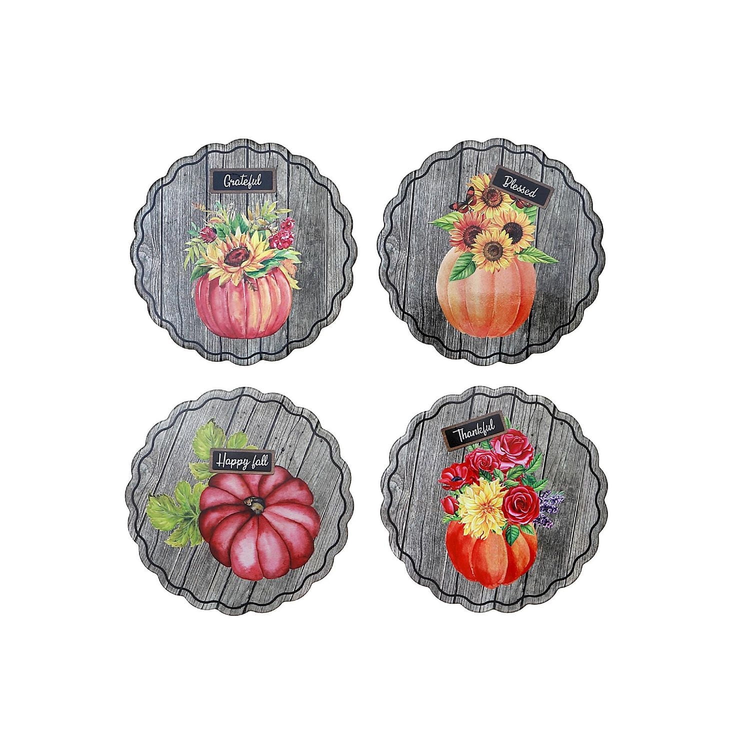Dessous De Plat Rond En Céramique Citrouille - Lot De 4