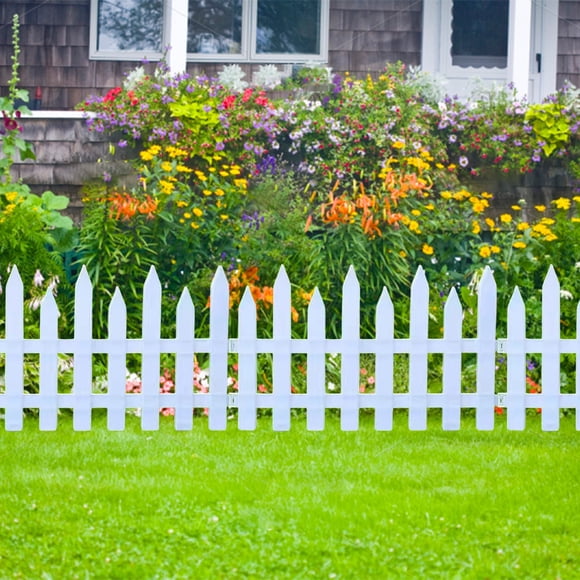 White Plastic Garden Picket Fence Edging | Decorative Border for Lawns and Flowerbeds | Modular Design | Weather Resistant | Lightweight 200g/300g | Size 30x30cm or 50x30cm
