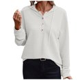 thumbnail image 1 of Pisexur Womens Oversized Sweatshirt Fashion Fall Hoodies Solid Color Button Collar Drawstring Stitching Sweatshirts Hoodies Pullover, 1 of 6