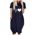 thumbnail image 2 of YUNAFT Robes pour Femmes Liquidation Mode Femmes Ample Imprimé Cœur Col Rond Poches Décontracté Manches Courtes Robe Solde, 2 of 4