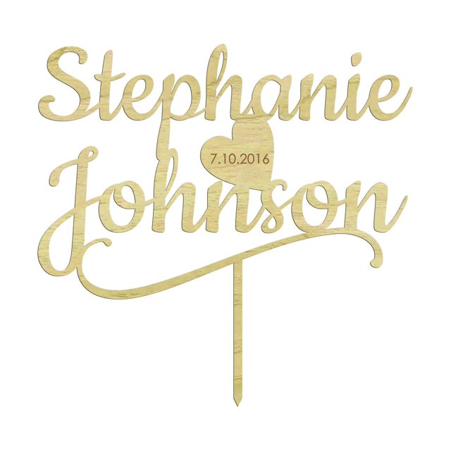 Custom Rustic Wedding Cake Topper| Wooden Engraved Date Cake Topper Cake Decoration 7-8 Inches Wide