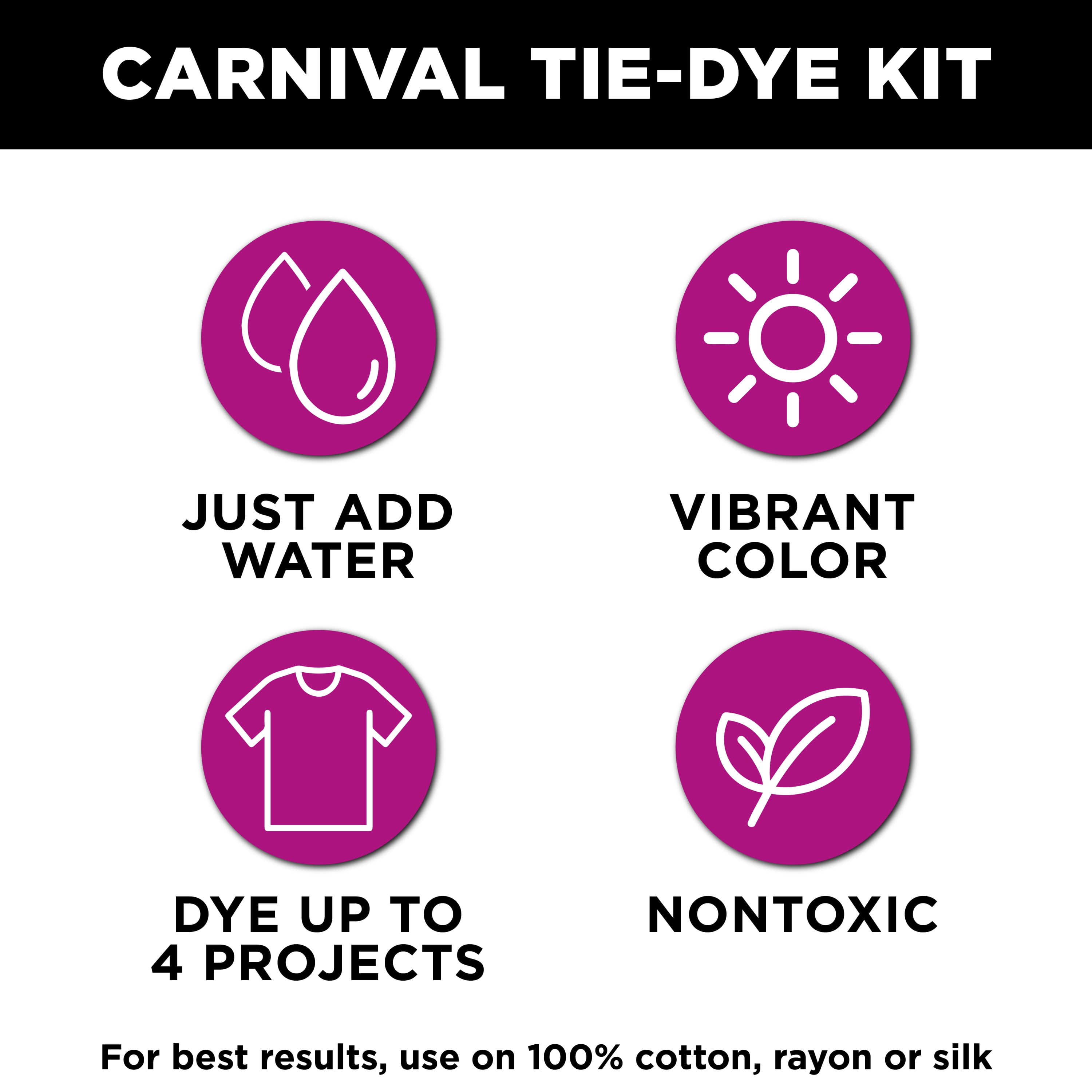 Kit Tie-Dye One-Step 12 couleurs Carnival Tulip, Activité amusante, Cadeau d’anniversaire, Mode créative, Teinture permanente et éclatante pour vêtements, Embouts de précision, Nettoyage facile