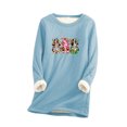thumbnail image 2 of Hauts Grande Taille pour Femmes Col Rond Poche Épaissie Peluche Chaude Manches Longues Chandails en Molleton Col Rond en Liquidation, 2 of 5