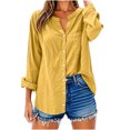 thumbnail image 4 of Wensltd Chemises à Manches Longues Col en V pour Femmes Tunique en Lin Ample avec Poche, 4 of 6