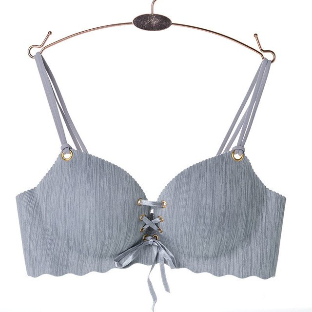 DeRuiLaDy Solid Color Seamless With String Push Up Bras For Women Breathable Adjusted Wire Free Underwear Sexy Lingerie Bra