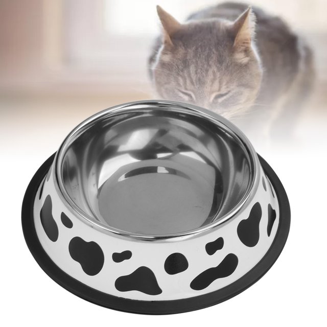 Bol en Acier Inoxydable pour Chien et Chat, Bol d'Alimentation pour Chien pour Chien Mignon Modèle de Vache Ronde Incassable pour Chiots pour la Nourriture Humide pour Petits Chiens