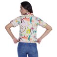 thumbnail image 4 of Moomaya Haut Court Imprimé pour Femmes Été Décontracté T-Shirt à Col à Fermeture à Glissière, 4 of 7