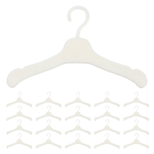 Miangastore Mini Clothes Rack White Plastic For Birthday Gift 100Pcs 2.2x1.2x0.04In