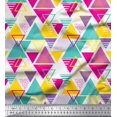 thumbnail image 1 of Soimoi Pink Silk Fabric Triangle Geometric Print Sewing Fabric Yard 42 Inch Wide, 1 of 3