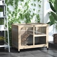thumbnail image 2 of PawHut Indoor Rabbit Hutch with Wheels, Bunny Cage with Ramp, Natural Wood, 2 of 9