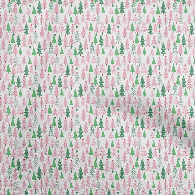 oneOone Rayon Light Pink Fabric Christmas Craft Projects Decor Fabric Printed By The Yard 56 Inch Wide