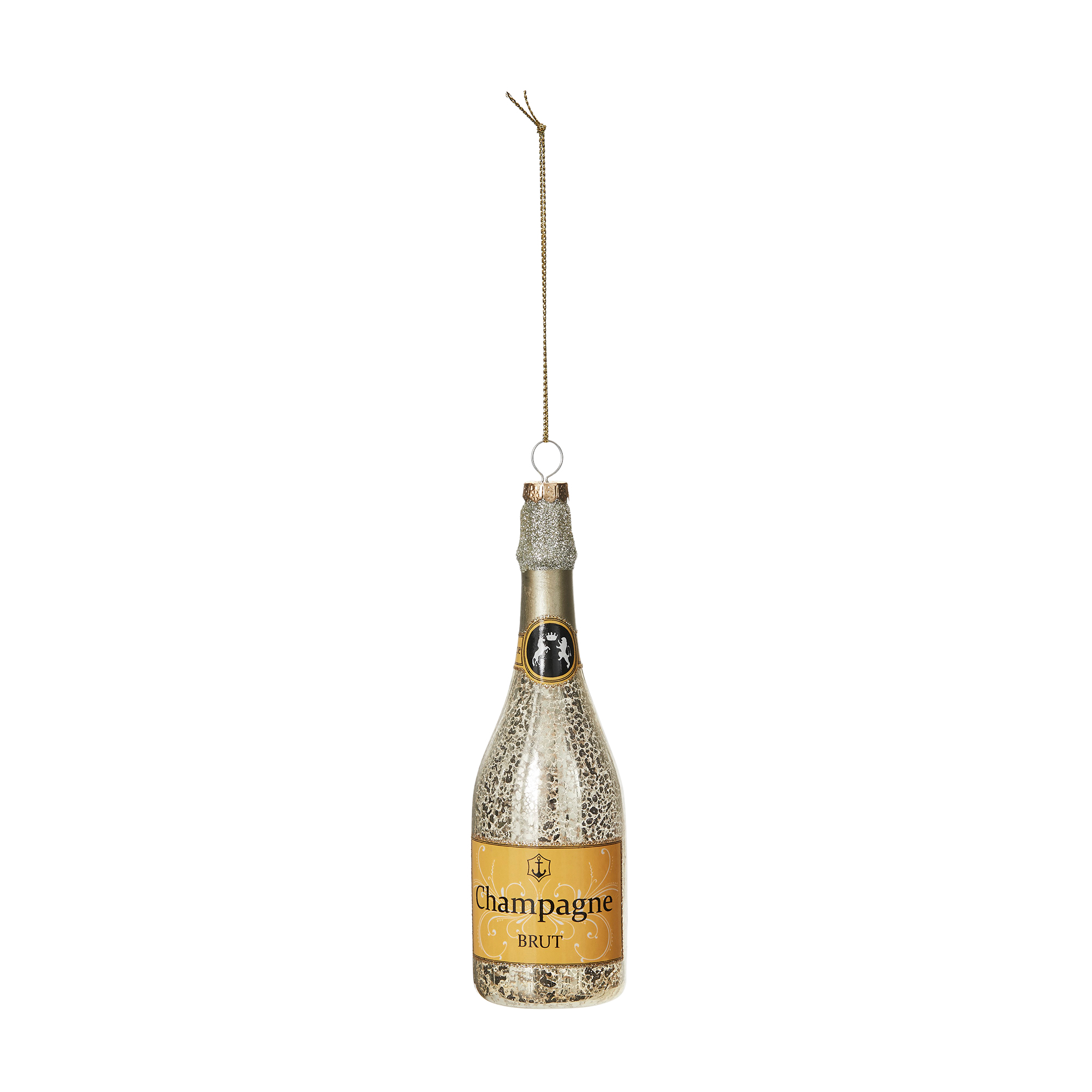 Fraiche Champagne Bottle Ornaments 2-Pack