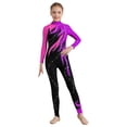 thumbnail image 2 of CHICTRY Kids Girls Sparkly Rhinestone Long Sleeve Unitard Full Body Jumpsuit One Piece Bodysuit Hot Pink&Purple 6, 2 of 5