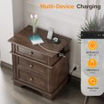 thumbnail image 4 of Ktaxon Solid Wood Nightstand with Outlets & USB Ports, 3 Drawer Traditional Cottage Bedside Table, Brown, 4 of 6
