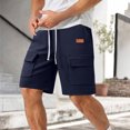 thumbnail image 1 of Styesk Mens Shorts Men Solid Color Casual Fashion With Pockets Lacing Waist Short Pants, 1 of 8