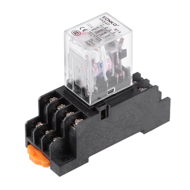 Unique Bargains HH54P AC 24V Coil 4P4T 14 Pins Electromagnetic Power Relay Red LED with Scoket