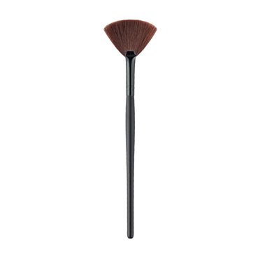 Fan Brush Face Powder Brush Makeup Cosmetics Beauty Accessory Blush Brush Highlighter Brush (Black Handle and Brown Bristles)