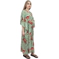 thumbnail image 1 of Bimba Robe Maxi de Maternité pour Mamans, Kaftan Vert Poussiéreux à Imprimé Floral avec Ceinture-14, 1 of 7