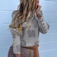 thumbnail image 1 of Mode Casual Femmes O-Cou d'Impression à une Poitrine Longue Leeve Tops Blouse, 1 of 8