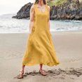 thumbnail image 1 of Liquidation d'Été 2025! Robe Grande Taille pour Femmes, Liquidation d'Été pour Femmes, Mode d'Été Décontractée pour Femmes Robe Sans Manches à Col Rond avec Poches, 1 of 5