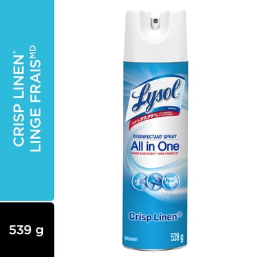 Lysol All-in-One Disinfectant Spray, Crisp Linen, Disinfects and Eliminates Odors on Hard Surfaces and Fabrics, Kills 99.99% of Viruses and Bacteria, 539g