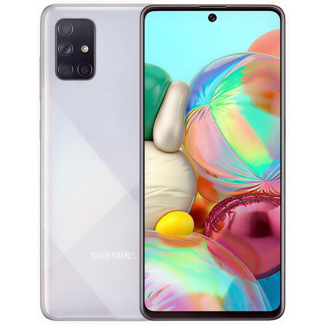 Refurbished Samsung Galaxy A71 4G - 128GB – Prism Crush Silver – 64MP Quad Rear & 32MP Front Camera - Fully Unlocked Smartphone - Excellent Condition