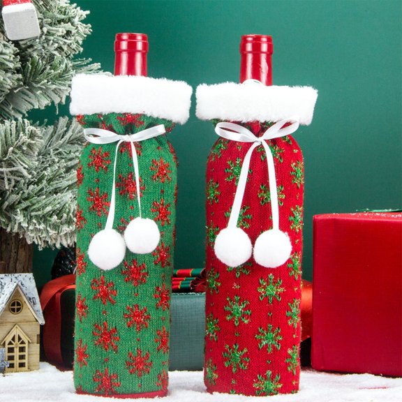 Wine Bottle Bag under $5! CQCYD Christmas Wine Bottle Cover Set, Velvet Holiday Decor for Dining Table, Festive Restaurant Bar Decorations, Seasonal Party Supplies for Home Decor