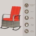 thumbnail image 4 of Outsunny Wicker Rocking Chair with Soft Cushion Adjustable Footrest Red, 4 of 10