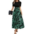thumbnail image 2 of FAVIPT Robes d'Été à Fleurs pour Femmes Décontractées Mode Fluides 2025 Robe Élégante à Imprimé Floral Robes à Manches Courtes Col Rond Longue Robe Vert,m, 2 of 8