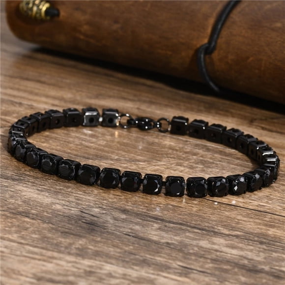 Modyle 5mm Tennis Chain Bracelets for Men Women Black Stainless Steel Zircon Chain Bracelet Classic Simple Unisex Jewelry Gifts LJQ