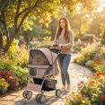 thumbnail image 2 of PawHut Pet Stroller for Dogs, Foldable Pet Travel Carrier with 4 Wheels, 2 of 10