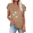 thumbnail image 1 of Besolor Hauts d'Été pour Femmes Manches Pétales Tendance Chemises Imprimées Manches Courtes Col Rond Décontracté Blouse Tee, 1 of 4