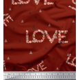 thumbnail image 1 of Soimoi Red Velvet Fabric Triangle & Floral Love Text Print Fabric by the Yard 58 Inch Wide, 1 of 3
