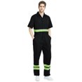 thumbnail image 1 of TOPTIE Short-Sleeve Coverall Safety Enhanced Visibility Striped One Piece Jumpsuit Regular Length, 1 of 6