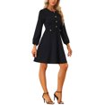 thumbnail image 1 of INSPIRE CHIC Robe de Travail à Manches Longues pour Femme avec Boutons Contrastants m Noir, 1 of 6