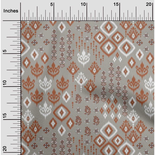 oneOone Cotton Cambric Fabric Block & Geometric Ikat Print Fabric By Yard 56 Inch Wide